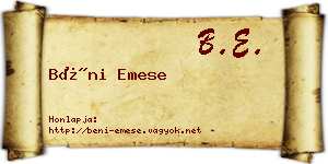Béni Emese névjegykártya
